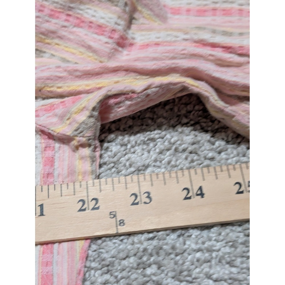 Christopher Banks Womens Striped Stretch Button Front Shirt XL Pink Beige Yellow - Picture 4 of 6